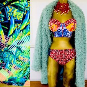 NWT 80s Inspired TROPICAL Status Print BIKINI L